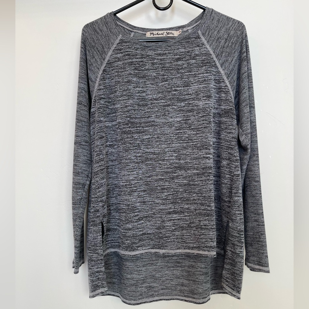 Michael Stars Women’s OS long sleeve shirt grey black soft